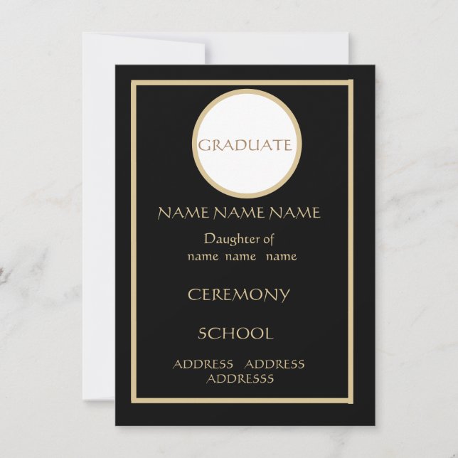 INSÉRER LA CARTE PLATE NOIRE ET OR— W/OR W/O ENVEL (Devant)