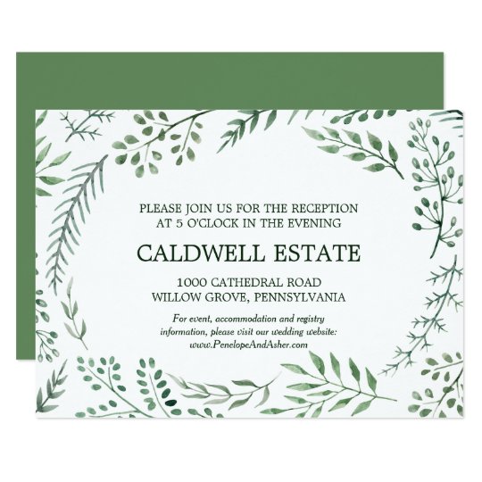Insertion rustique verte de réception de mariage carton d'invitation 8,89 cm x 12,70 cm