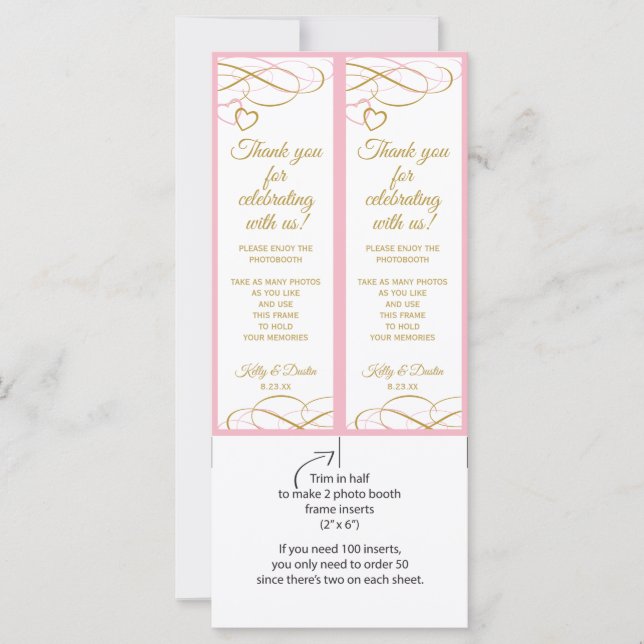 Insertions de cadres de cabine photo mariage (rose (Devant)