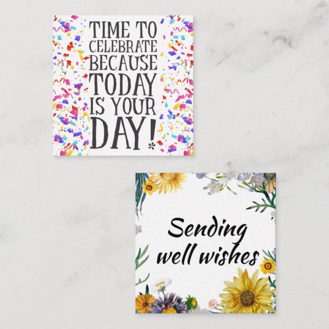 Insertions de carte Anniversaire/Envoi de bons sou (Devant / Derrière)