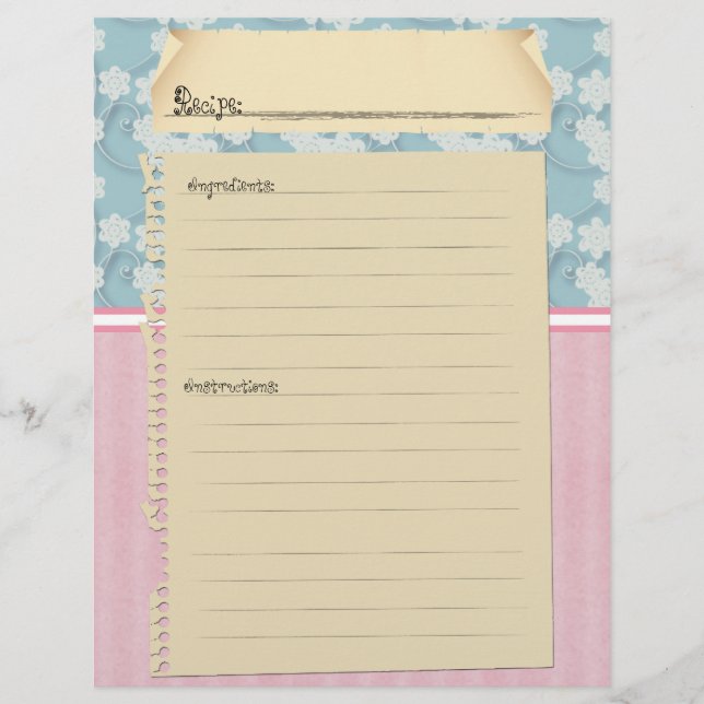 Insertions de Classeur de recette (Devant)