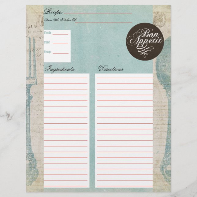 Insertions de recettes de lettres anciennes (Devant)