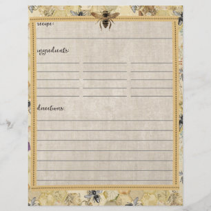 Insertions de recettes vintages pour apiculteur