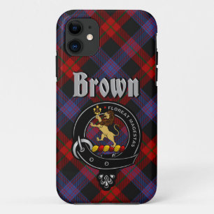 Insigne de clan Brown et étui téléphonique Tartan