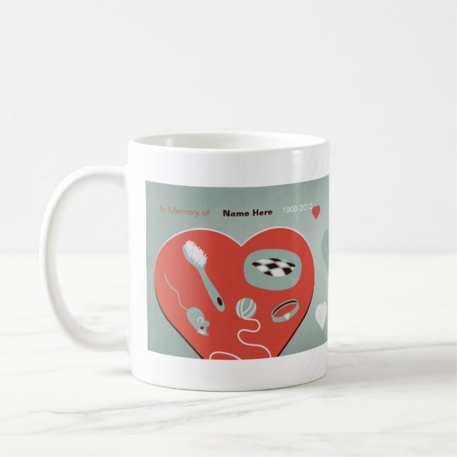 "Insigne rouge tasse de sympathie d'animal (Gauche)