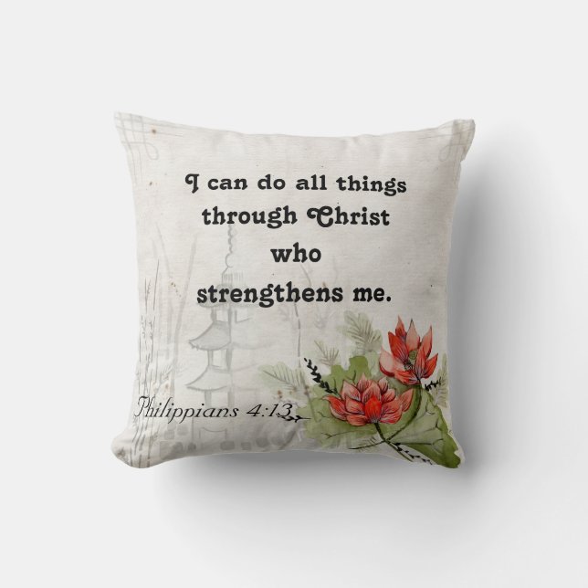 Inspiration Bible Verse Écriture Jeter Oreiller (Recto)