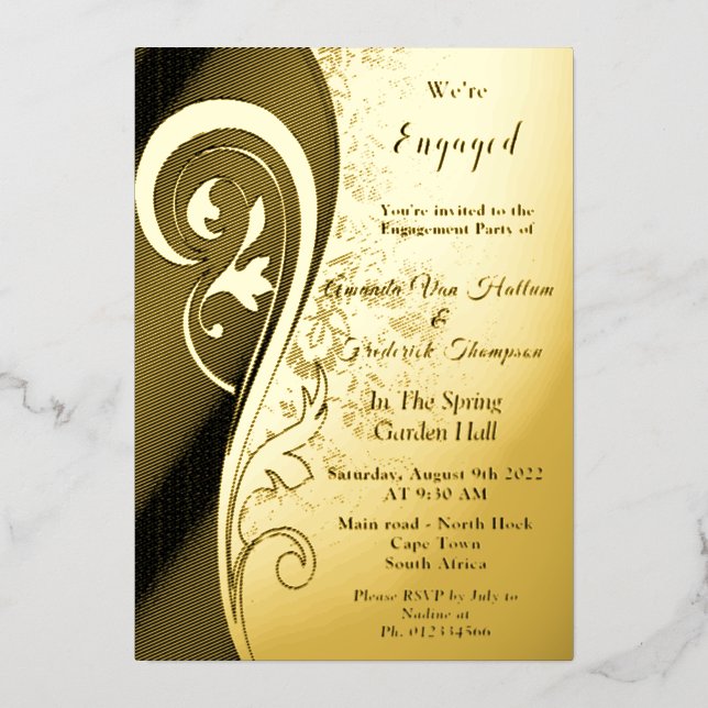 Inspiration Gold Filigree Foil Invitation (Recto)