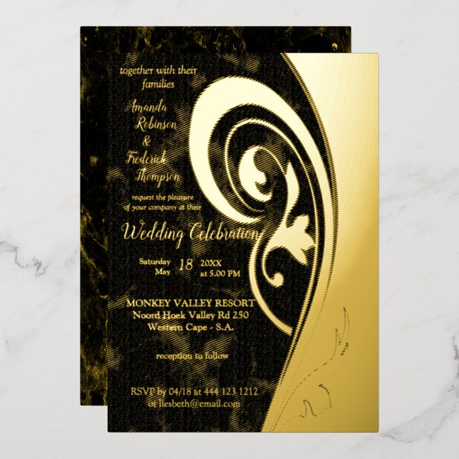 Inspiration Gold Filigree Foil Invitation (Recto/Verso)