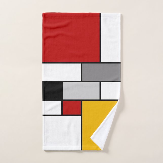 Inspiration mondrienne colorée (Serviette à main)