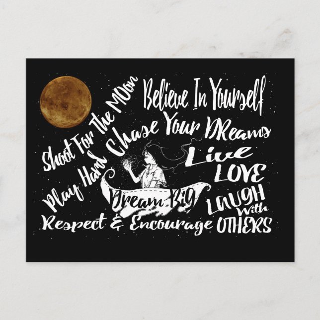 Inspiration Motivation nuit étoiles carte postale (Devant)