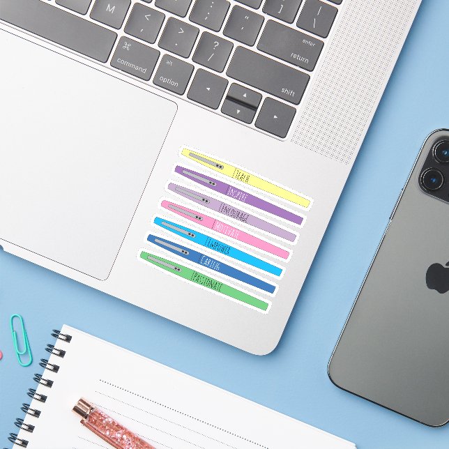 Inspiration Rainbow Teacher Stylo Vinyl Sticker (Ordinateur portable avec iPhone)