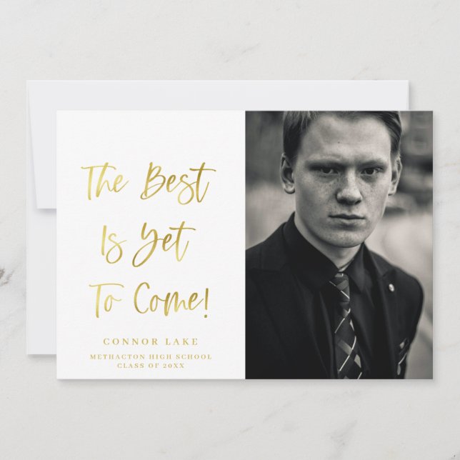 Inspirational Gold Photo Graduation Faire-part (Devant)