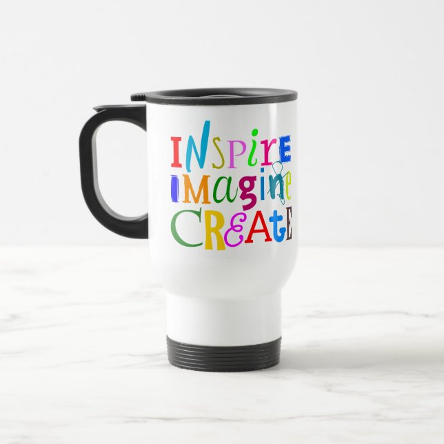 Inspire, Imagine, Create - Motivational Travel Mug (Gauche)