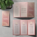 Instructeur de méditation Yoga Gold Mandala Tri-Fo<br><div class="desc">Studio De Fitness Yoga / Méditation Instructeur / Personal Trainer / Life Coach / Healer / Reiki Master / Massage Thérapie Brochures Tri-Fold Modèle - Moderne Chic Faux Gold Foil Symboles Mandala Floral sur Pink Gold Foil Arrière - plan.</div>