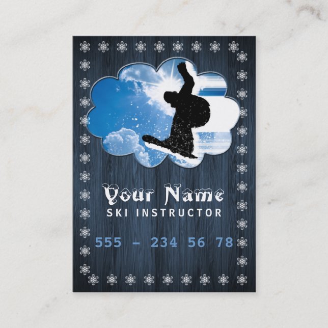 Instructeur de ski - Carte professionnelle, horair (Devant)