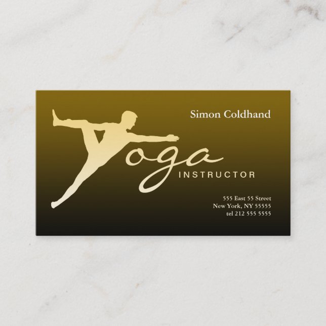 Instructeur de Yoga Carte de visite Gold Brown (Devant)
