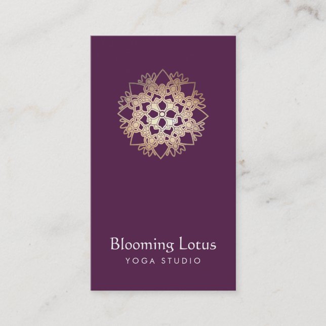 Instructeur de Yoga Gold Lotus Purple Carte de vis (Devant)