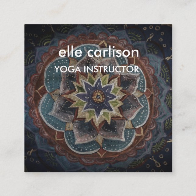 Instructeur de Yoga Mandala Carte de visite Carré (Devant)