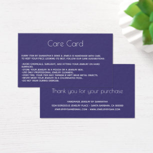Instructions pour la carte de bijoux avec logo Pur