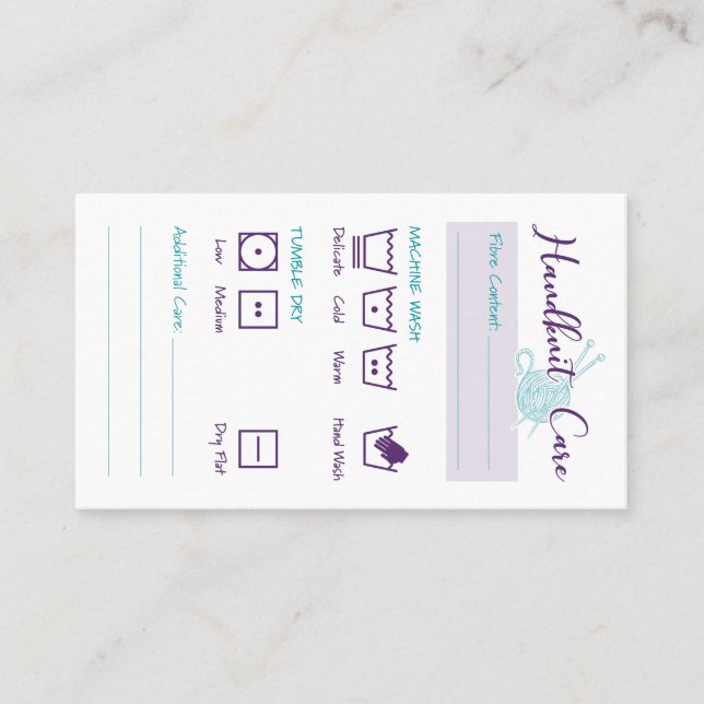 Instructions pour le lavage de la carte de soins à (Devant)