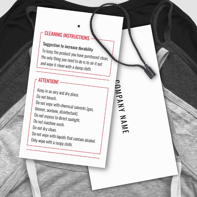 Instructions pour le nettoyage Carte d'étiquette H (Créateur téléchargé)