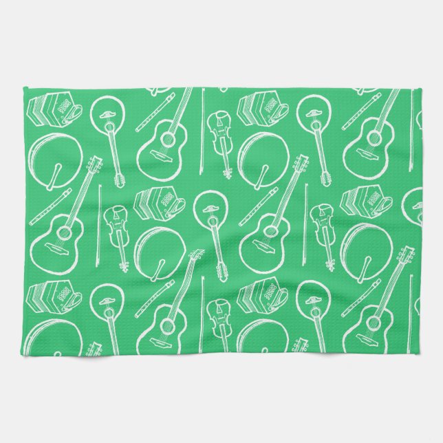 Instruments de musique irlandais Serviette de cuis (Horizontal)