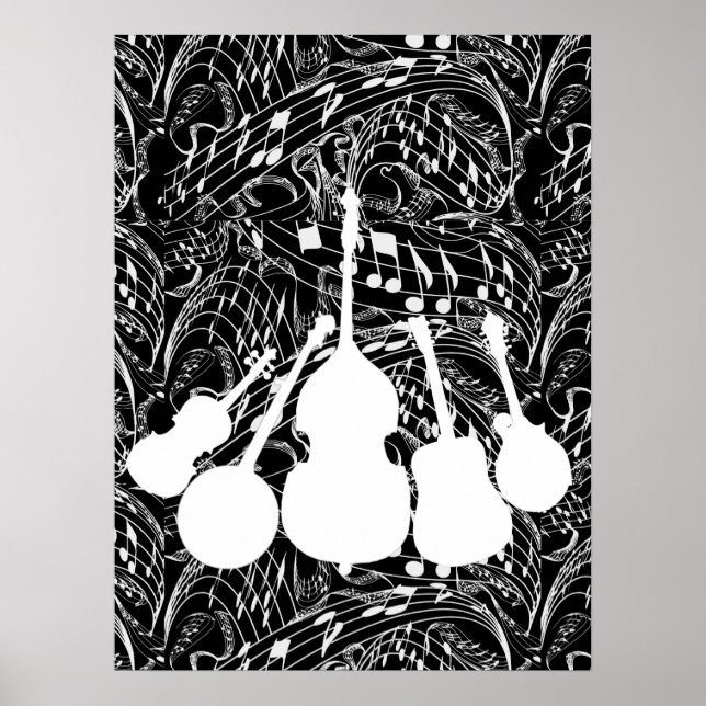 INSTRUMENTS DE MUSIQUE POSTER blanc (Devant)