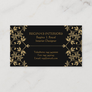 Intérieurs Black Gold Damask Cartes de visite