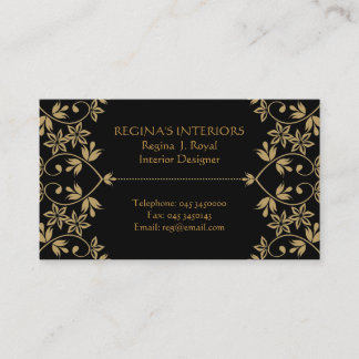 Intérieurs Black Gold Damask Cartes de visite