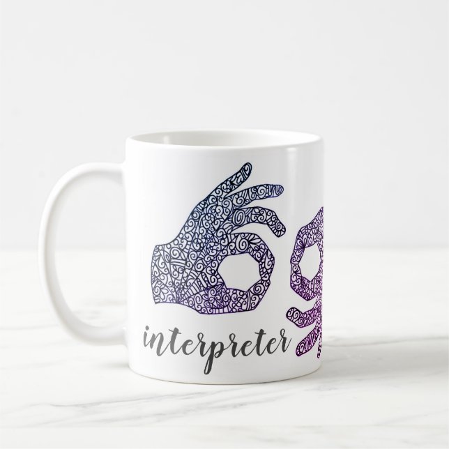 "Interprète" American Sign Language (Ombré) Mug  (Gauche)