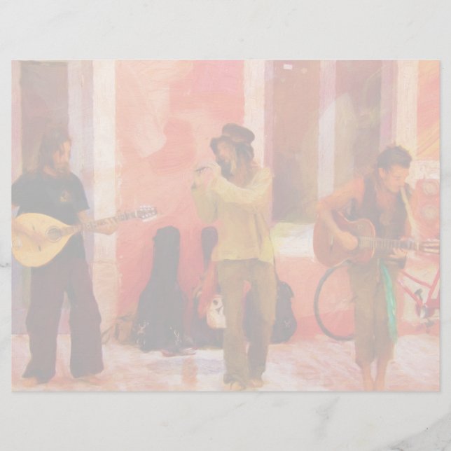 Interprètes de rue jouant ensemble d'instruments (Devant)