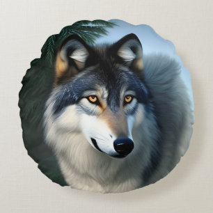 Intrépide Loup De L'Arctique, Coussin Rond
