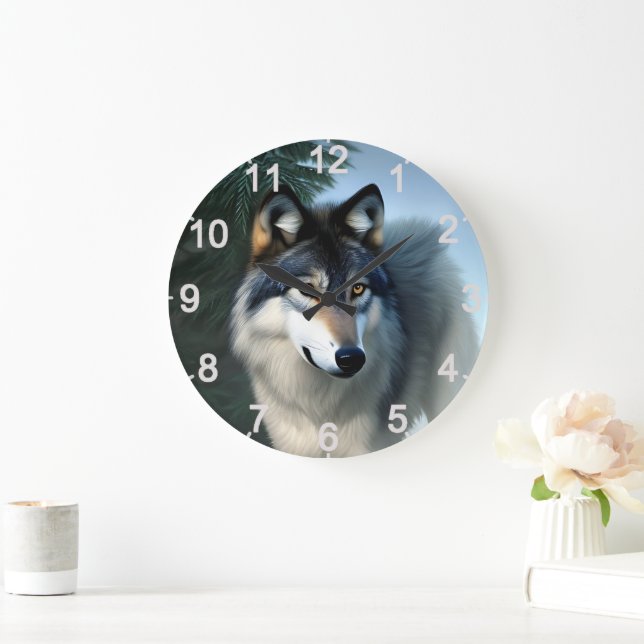 Intrépide Loup De L'Arctique, Horloge Murale (Maison)