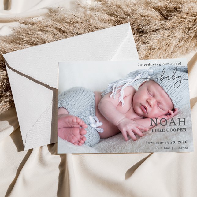 Introducing Our Sweet Baby Photo Announcement Card (Créateur téléchargé)