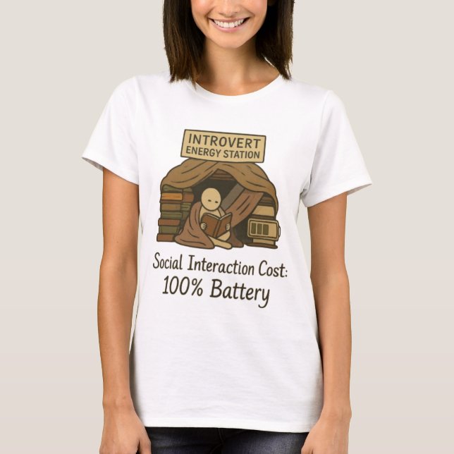 Introvert Energy Station Reading Recharge T-Shirt (Devant)