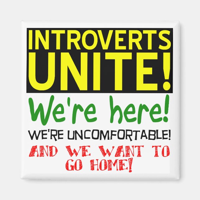 Introvertis unissez-vous Magnet drôle pour réfrigé (Devant)