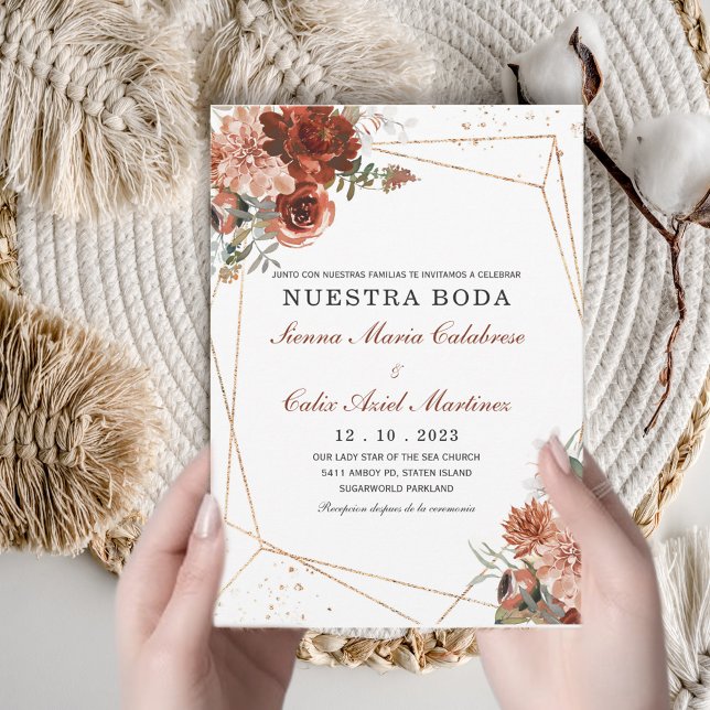 Invitación boda marsala en español invitation (Créateur téléchargé)