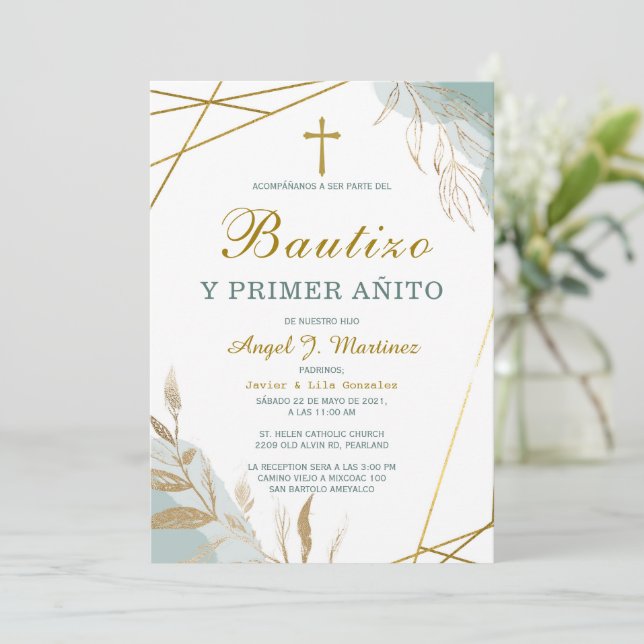 Invitación de Bautizo Y Primer Añito Invitation (Debout devant)