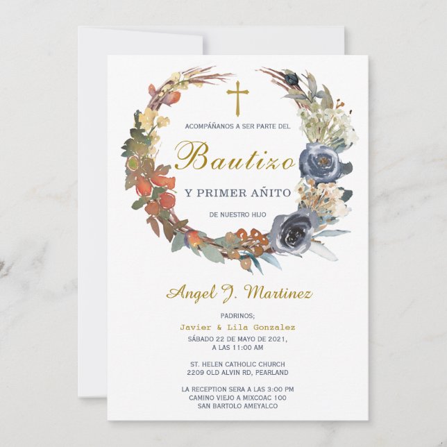 Invitación de Bautizo Y Primer Añito Invitation (Devant)