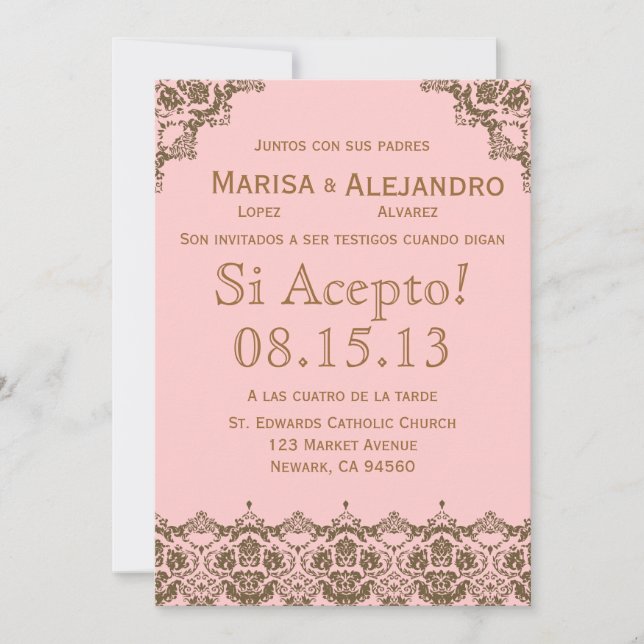 Invitacion de Boda en español / Faire-part de mari (Devant)
