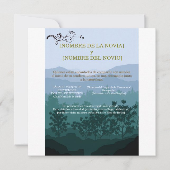 Invitación de Boda Rústica Elegante (Devant)