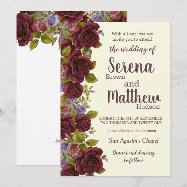 Invitación de Boda - Wedding Invitation (Devant / Derrière)