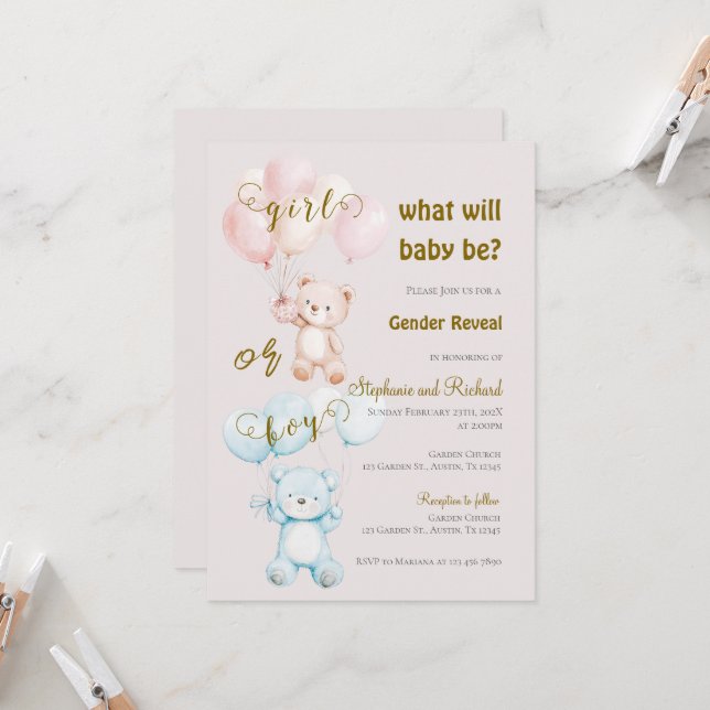 Invitación Gender Reveal Invitation (Devant/Arrière en situation)