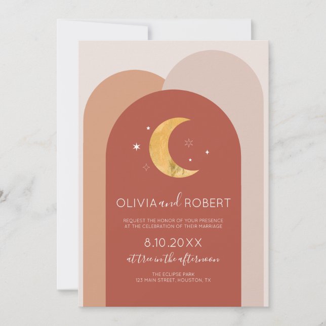 Invitación Modern Boho Moon Wedding Invitation (Devant)