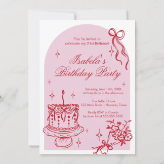 Invitación Modern girly doodle Birthday Invitation