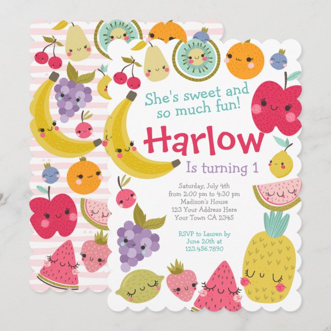 Invitación Tuttifrutti Birthday Invitation (Devant / Derrière)
