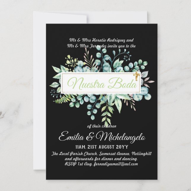 Invitaciones De Boda Baratas HOJAS Modernas (Devant)