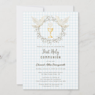 Invitation 001 Colombe bleu ciel et gingembre Calice Première