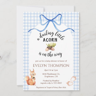Invitation 003 Bleu Cobalt Écureuil Gingham de Noisette Baby 