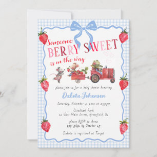 Invitation 003 Cobalt Gingham Baie Doux Farm Baby Shower